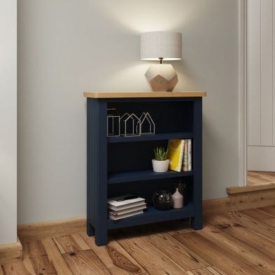 Product photograph of Westbridge Bookcase Oak Blue 3 Shelves from QD stores